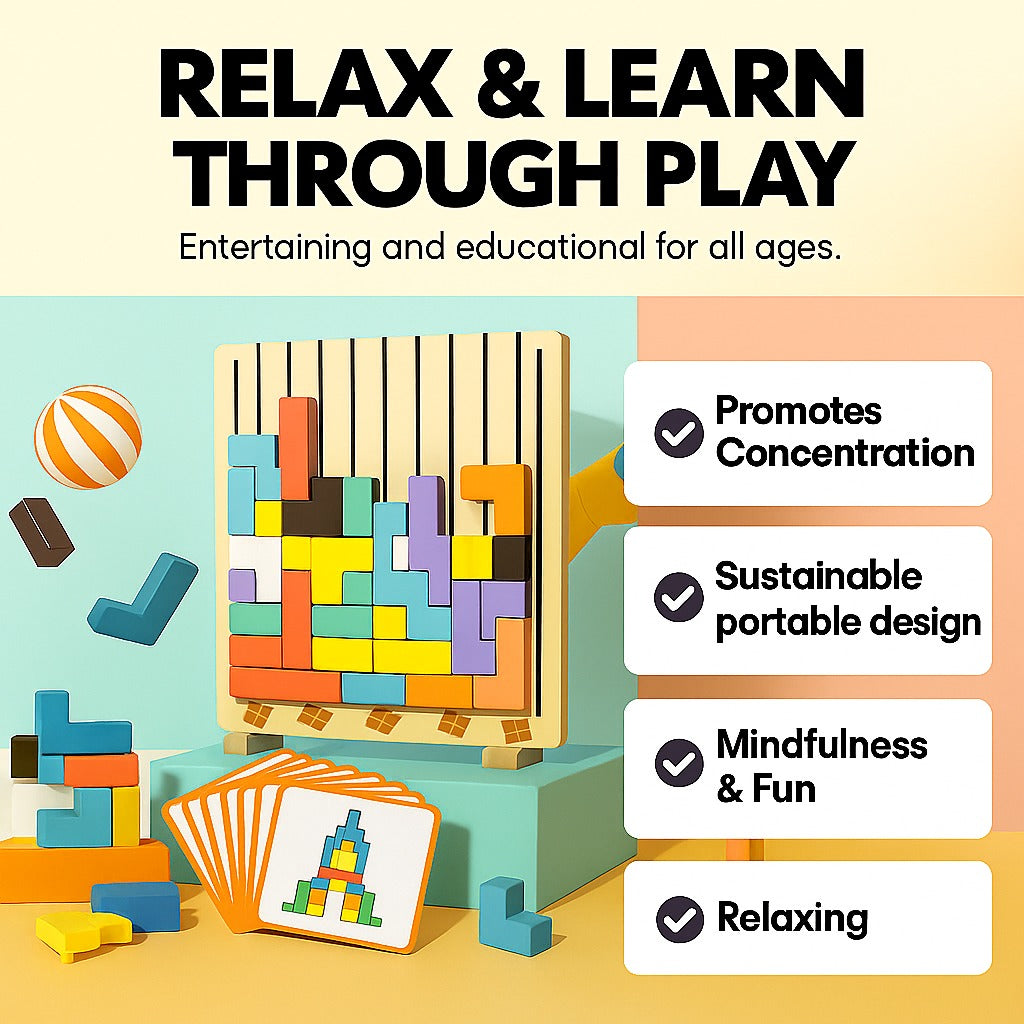 Relaxing Wood Stacking Game to Promote Concentration and Fine Motor Skills
