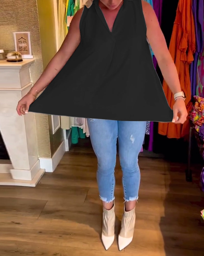 Laluna® Sleeveless top with ruffles and laps 12
