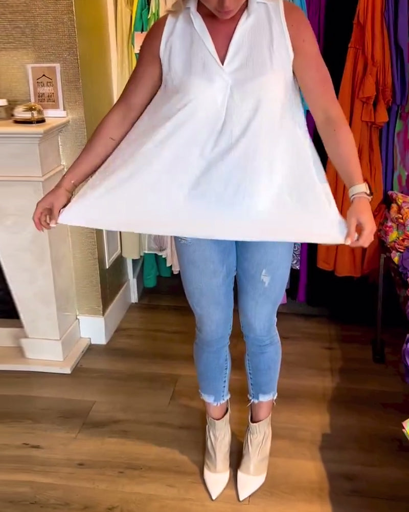 Laluna® Sleeveless top with ruffles and laps 2