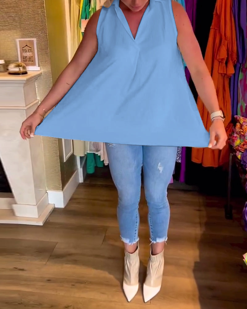 Laluna® Sleeveless top with ruffles and laps 6