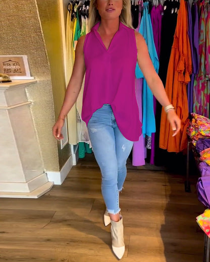 Laluna® Sleeveless top with ruffles and laps 10